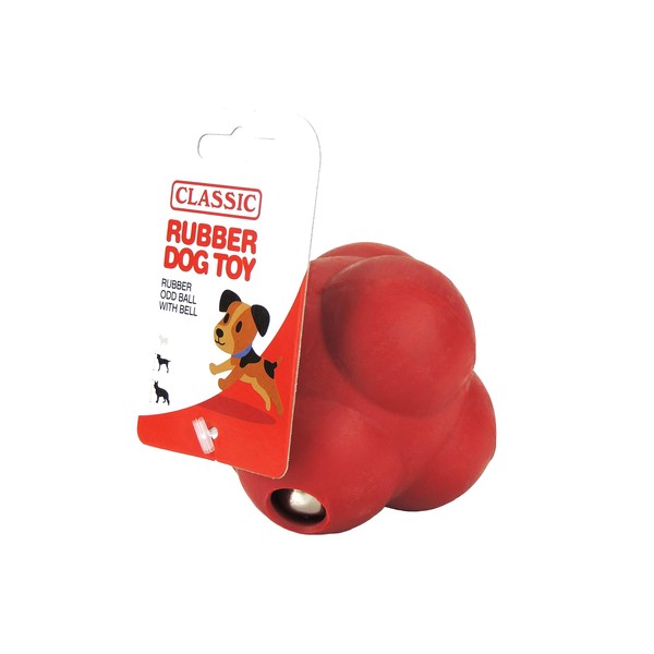 CLASSIC Odd Ball with Bell Rubber Dog Toy - 95mm - Red