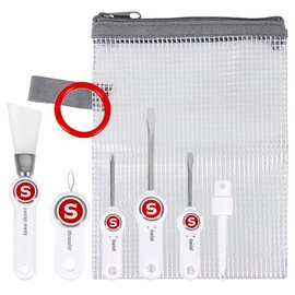 SINGER - Kit de mantenimiento de máquina de coser - Juego de herramientas con insertor de aguja, cepillo para polvo de pelusa en ángulo, juego de 3 destornilladores, enhebrador de agujas,