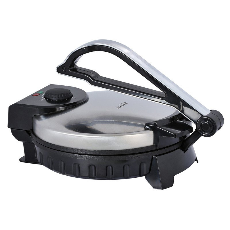Brentwood Electric Tortilla Maker Non-Stick, 10-inch, Brushed Stainless Steel/Black