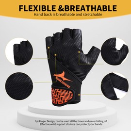 SURUIDA Workout Gloves for Men&Women,Full Palm Protection Weight Lifting Gym Gloves Half Finger Cycling Exercise Gloves with Wrist Wrap Support