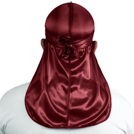 ForceWave Silky Durag for Men Wave Cap Satin Dorag for Men Women 360 Wave (Burgundy)