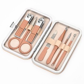 MiJunHD Nail Clipper Set 7Pcs Stainless Steel Nail Cutter Professional Manicure Nail File Nail Care Tool & 1Pcs Leather Case