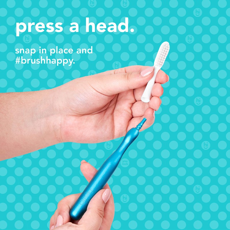 hello Manual Adult Toothbrush With Reusable Blue Modern Aluminum Handle