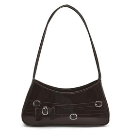 CEUTNIZ Shoulder Bag for Women Hobo Handbags Trendy Y2K Purses Mini Patent Leather Clutch Bag Small Cute Bow Purse (Coffee)