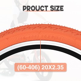 ZUKKA 20 x 2.35 Bike Tire 1/2 Pack 20 inch x 2.35 BMX Bike Tire Folding Replacement Tire for MTB Mountain Bike, BMX Bicycle Commuter Bike (Orange, 2 Tires+2 Tubes+2 Levers)