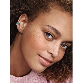 Ear Cuff Crystal Cartilage Non Piercing Clip On Earring Cubic Zirconia Irregular Square Fake Huggie Hoops Wrap Earrings Dainty Jewelry Gifts for Women (Green CZ)