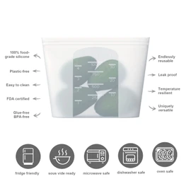 Winrock Reusable Silicone Food Storage Bag, for Microwave, Oven, Fridge, Freezer & Sous Vide Zip Sealed Containers (2 Middle size 32oz 1000ml)…