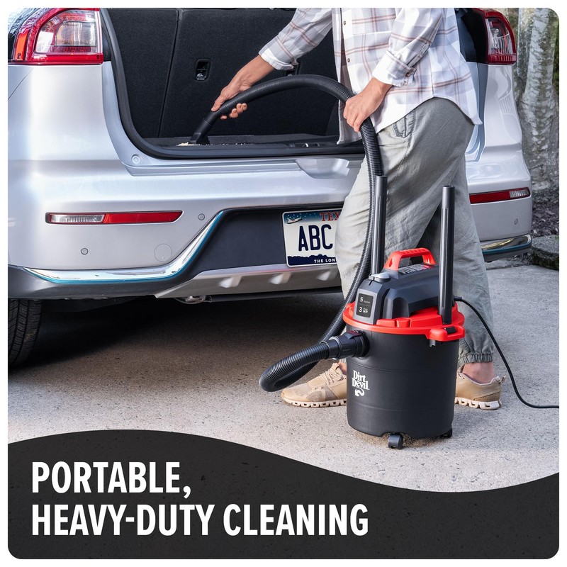 Dirt Devil 5 Gallon Corded Wet Dry Shop Vacuum, Portable,