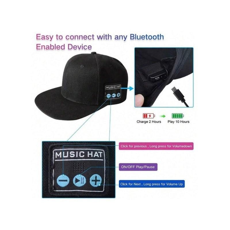Wireless Bluetooth Baseball Cap With Speaker, Adjustable Bluetooth Hat Wireless