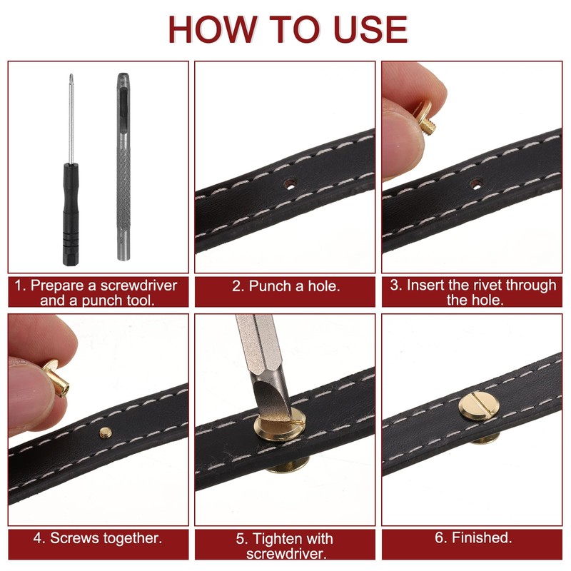 sourcing map 50 Sets Chicago Screw Rivets Metal Phillips Head