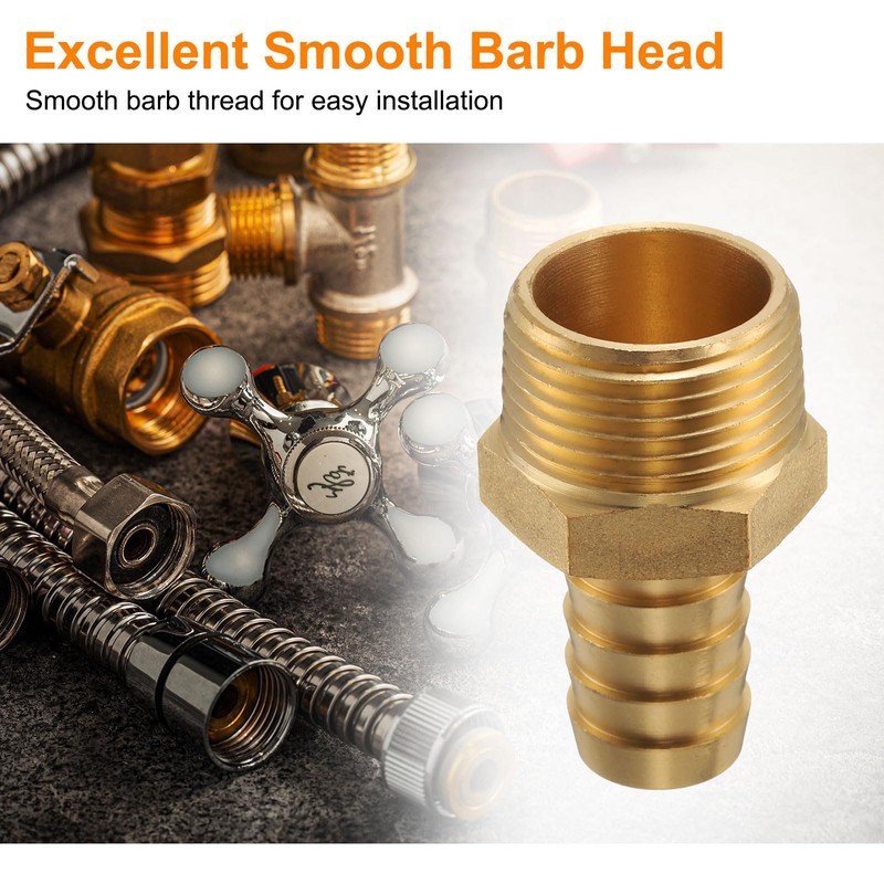 sourcing map 4pcs Brass Barbed Fitting 3/4" NPT Male to