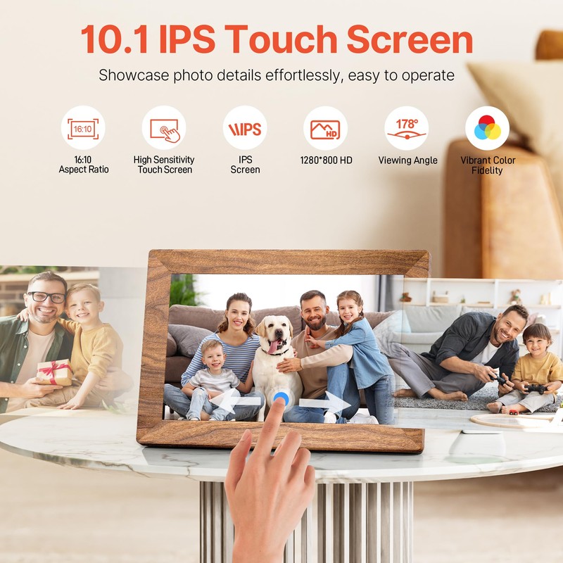 Frameo 10.1" Digital Picture Frame with 32GB Memory WiFi Electronic