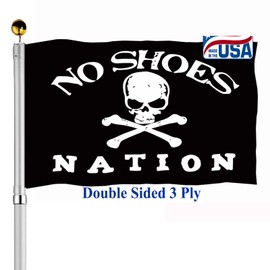 No Shoes Nation Pirate Flag 3x5 Outdoor Double Sided- No Shoes Flags 3 Ply Heavy Duty Fade Resistant for Outside Boat