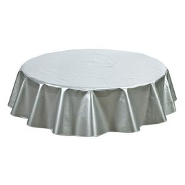 Round Oilcloth Tablecloth in Solid Silver - You Pick The Size!