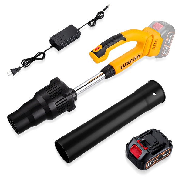 LUXBIRD Cordless Leaf Blower 21V with 4.0Ah Battery Powered, 5 Variable Speed Up to 150 MPH, Lightweight Electric Leaf Blower for Cleaning Lawn, Courtyard, Garage, Rooftop, Snow