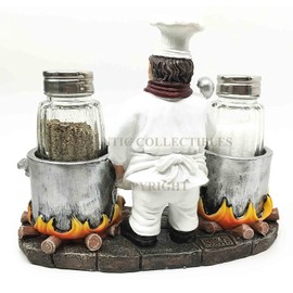 Chef Alton Double Cauldron Stew Soup Specialist Salt Pepper Shaker Holder Figurine Stand for Kitchen Hosting Cook Hobbyist