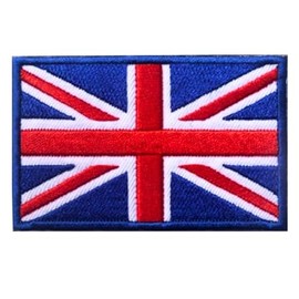 Tactical British Union Jack Patches, Embroidered UK Flag Patch for Airsoft Gear Backpacks Hats Clothes (Red, Iron On)