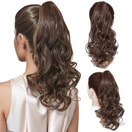 Cesomeey Ponytail Extension, 14 Inch Claw Clip in Ponytail Extension for women, Layered Wavy Hair Ponytail Extension, Soft Natural Looking Synthetic Hair Piece for Women (M4/30#, 14Inch)