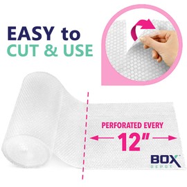 12 inch x 60 ft bubble cushioning wrap perforated bubble roll, cushioning for moving & shipping extra-thick cushioning for fragile items 2 rolls