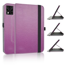 JRTAL Compatible with Doogee T10E Case, 360° Rotating Cover Faux Leather Protective Case with Stand Function for Doogee T10E / Blackview Tab 80 / Blackview Tab 10 WiFi 10.1 Inch Tablet - Purple