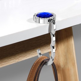 Jesustree Table Handbag Holder Hook, 6 Colours Gemstones Table Hooks, Handbag Hooks, Foldable Non-Slip Metal Women Bag Hook Holder for Table, Office, Cafés, Restaurants