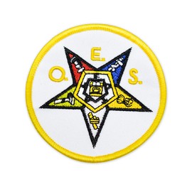 Order of The Eastern Star Round Embroidered Masonic Patch - [Multicolored][3'' Diameter]