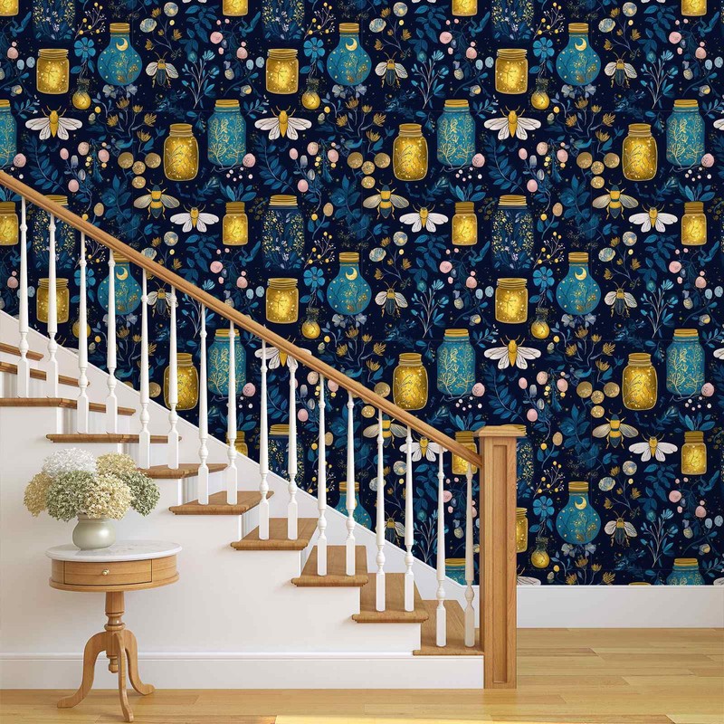 SuxiGlo Firefly Night Botanical Wallpaper Peel and Stick Wallpaper