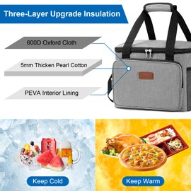DONGMEIWANG Reusable Lunch Box for Men/Women - Insulated Lunch Bag Leakproof Lunchbox for Work Office Picnic Beach - Freezable Lunch Cooler Bag with Adjustable Shoulder Strap - Grey