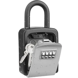 Diyife Key Safe with Shackle, Waterproof Key Cabinet Key Box for Outdoor Use Combination Key Safe for Home, Garage, School - Grey