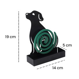 Incense Spiral Holder Mosquito Spiral Metal Black Dog Holder for Indoor and Outdoor Use 14 x 5 x 19 cm