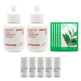 (2 pieces) Innisfree Black Tea Youth Enhancing Ampoule 50ml + Green Tea Mask 5 sheets + Cica Ampoule 7mlx5 pieces / (2개)이니스프리 블랙티 유스 인핸싱 앰플 50ml+그린티 마스크 5매+시카 앰플7mlx5개