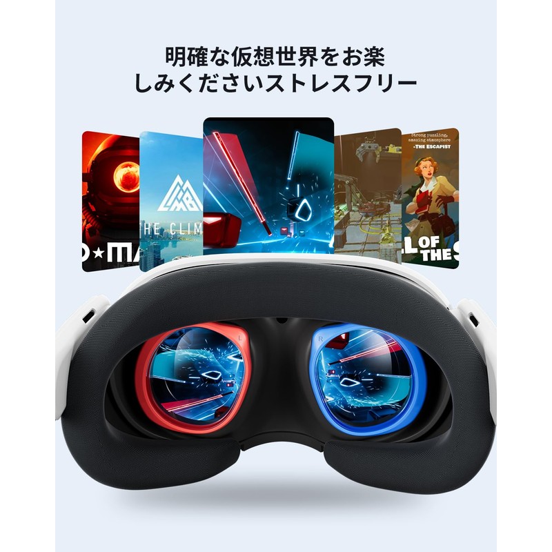Maecker 度付きレンズ（右側の青、-4.0）Meta Quest 3用の度付きレンズ Quest 3に適用するレンズ度付き 軽量磁気ABSフレーム メタクエスト 3用のブルーライトブロッキングレンズ