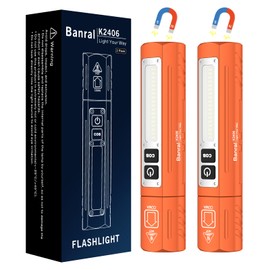 Rechargeable Tactical Flashlights High Lumens - Super Bright Small Powerful LED Magnetic USB C Flashlight, 8 Modes, Dual Button Waterproof Pocket Flash Light for Emergency, Car (2, Orange)