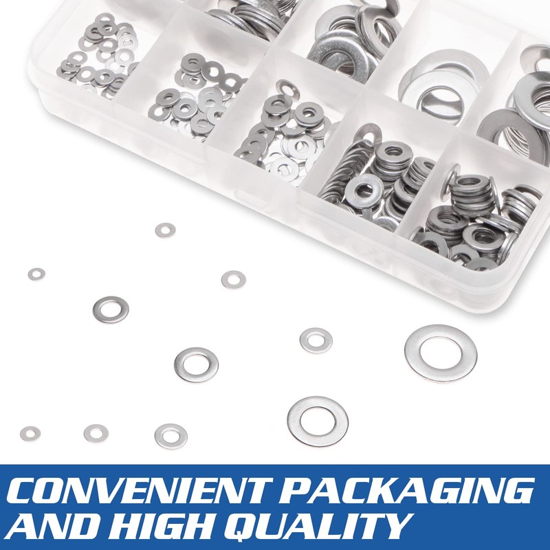 electrapick 684 Pieces Flat Washers, Stainless Steel Washers with 9