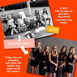 Luca And The Five Girls Crunchy Pumpkin Organic Dog Treats - High Protein, Grain-Inclusive, USDA Certified Organic, Human-Grade, No Preservatives - Small Batch, Delicious & Healthy Snack for Dogs