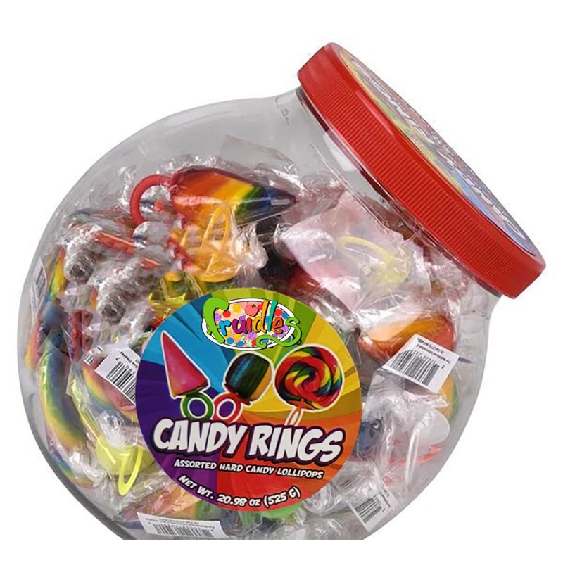 Fruidles Crazy Fruit Candy Rings, Assorted Hard Candy Lollipops, Individually