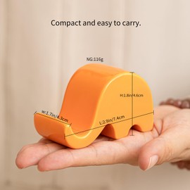 ZEAFER Elephant Decorative Ceramic Statue and Mobile Phone Holder New Choice for Elephant Lovers, Elephant Gifts for Women, Bookshelf Ornaments for Home Decoration (Orange Ceramic Elephant)