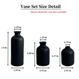Veklray Black Ceramic Vase Set of 3,Modern Home Decor Vases for Shelf,Living Room,Bedroom,Centerpiece for Table Decoration Gifts, Small Flowers Vases