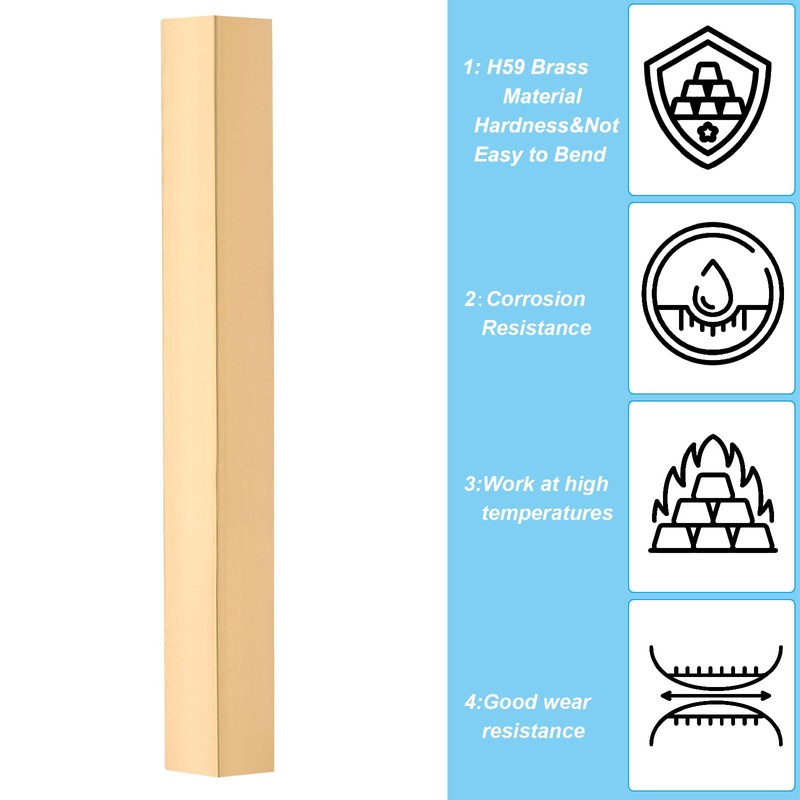 PATIKIL 5/8 x 5/8 x 6" H59 Brass Square Bar,