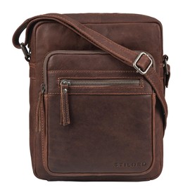 STILORD 'Ringo' leather shoulder bag men's vintage crossbody bag retro with many compartments genuine leather bag, Colour:torres - brown