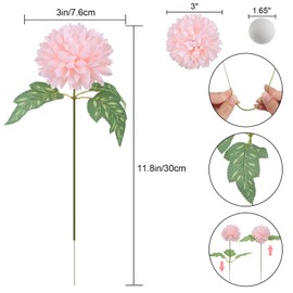Beferr 10 Pcs Faux Ball Chrysanthemum Bouquet Artificial Mums Flowers Fake Silk Flowers for Home Garden Party Wedding Decoration (Pink)