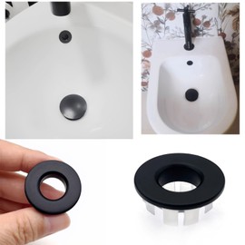JZK 2 x Matte Black Coated Copper Metal Bathroom Sink Overflow Ring Overflow Hole Replacement Plug Round Cover Ring for Kitchen and Bathroom Sink Bowl