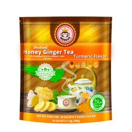 Meekus Instant Ginger Honey Crystals, Instant Ginger Tea, Ginger Tea 18g x 20 Sachets (Turmeric Flavor, 1 Pack)