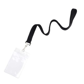 12 Pack Lanyard with Waterproof ID Card Holder, Colorful Sturdy Lanyard with Badge ID Holder for Badge Card or Cruise (12 Pack, Black)