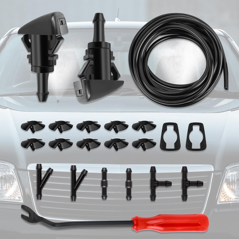 22PCS 13Ft Windshield Washer Hose Repair Kit,Windshield Washer Nozzle Replacement