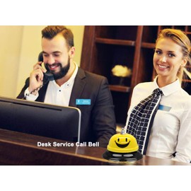 Wekoil Call Bell Smiley Face Desk Service Bell Ding Bell for Restaurant Hotel Room Kitchen Party School Classroom Office Elderly Teachers Chef Large Yellow Cute Bell,3.3Inch Yellow