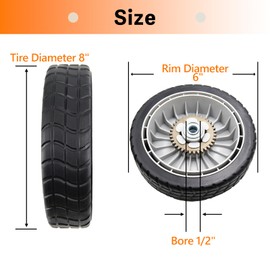 4 Pack Lawn Mower Wheels Kit 8 Inch Rear and Front Drive Wheels for Honda HRB216 HRB217 HRR216 HRS216 HRT216 HRZ216 HRB215 HRM215 Lawnmower Tires Replacement