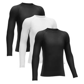 Rolimaka 3 Pack Boys' Girls' Compression Shirts Youth Long Sleeve Undershirt Sports Moisture Wicking Baselayer 2Black 1White M