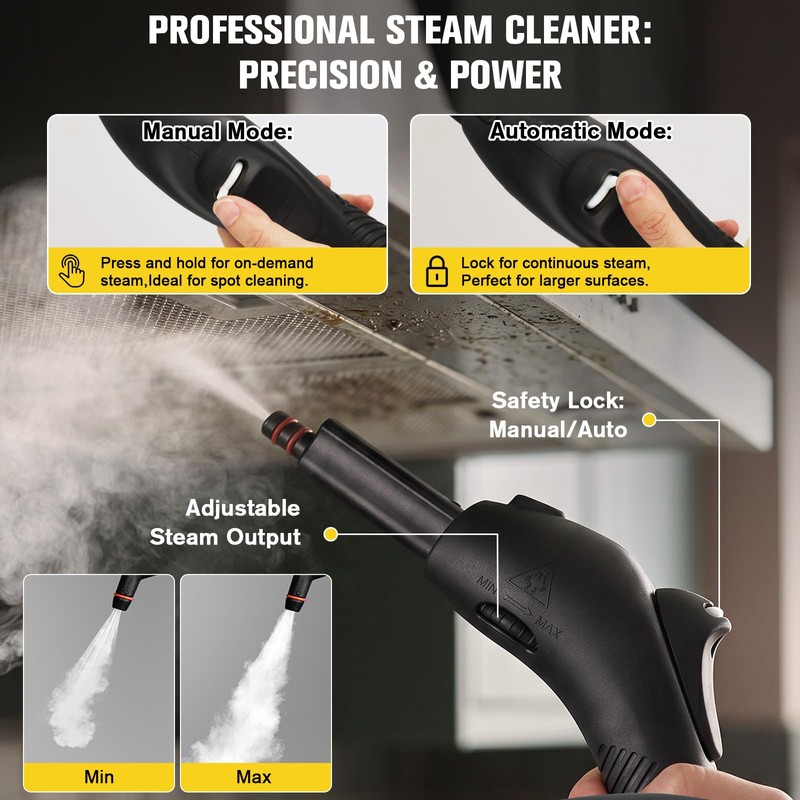 Multi-Purpose Steam Cleaner, 4.5Bar 300°F Steamer for Tile & Grout