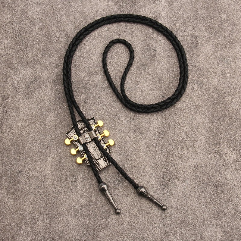 COOLLA Guitar Bolo tie Rodeo Cowboy Leather Necktie Western Bolo